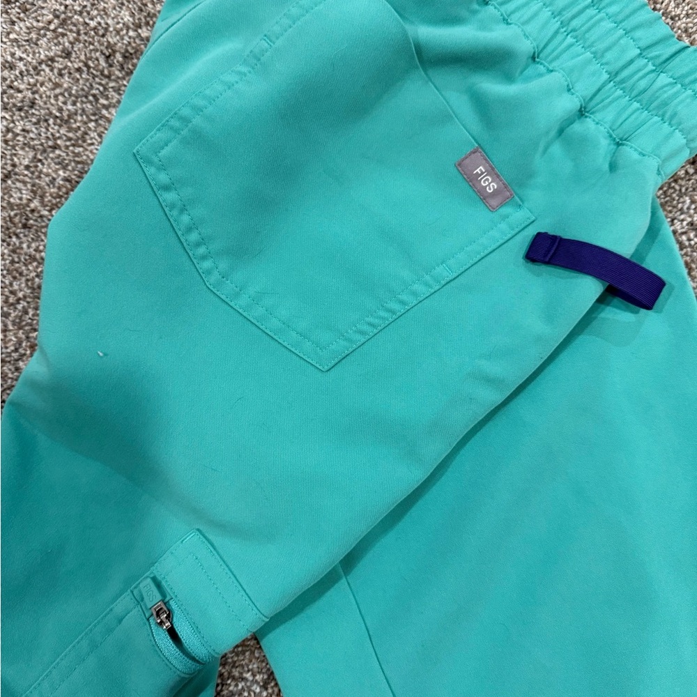 Figs Kids Teal Jogger Pants with Navy Accent